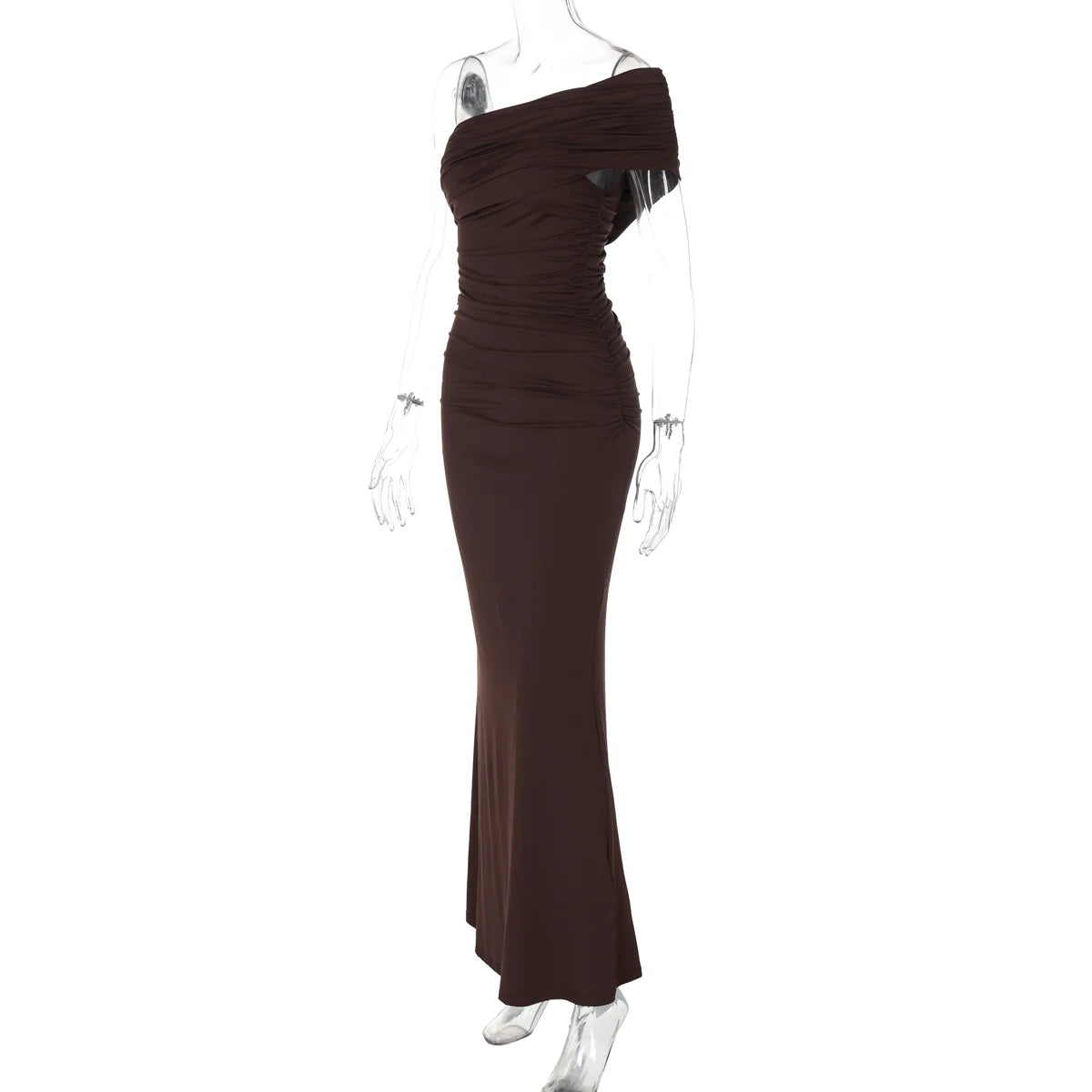 Hayat One-Shoulder Ruched Maxi Dress