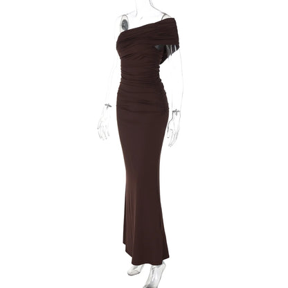 Hayat One-Shoulder Ruched Maxi Dress