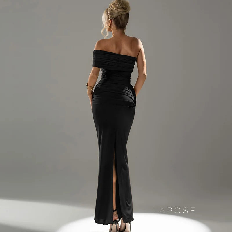 Hayat One-Shoulder Ruched Maxi Dress