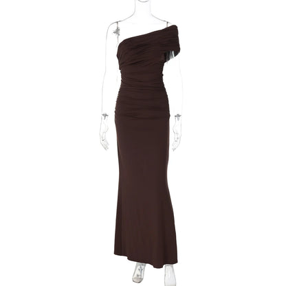 Hayat One-Shoulder Ruched Maxi Dress