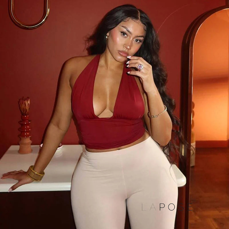 Jayana Deep Neck Halter Top