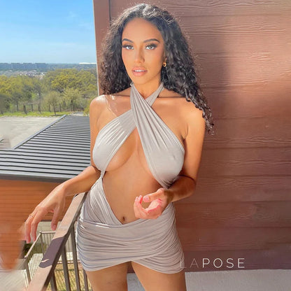 Jayani Halter Cut-Out Mini Dress