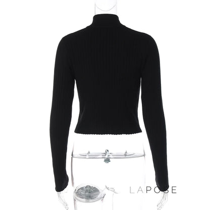 Kacy Contrast Zipper Knit Top