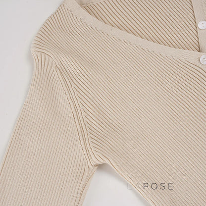 Karaline Ribbed Knit V-Neck Top