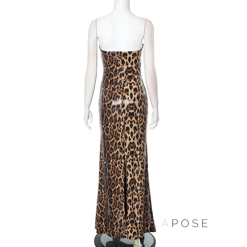 Karsen Leopard Print Tube Maxi Dress