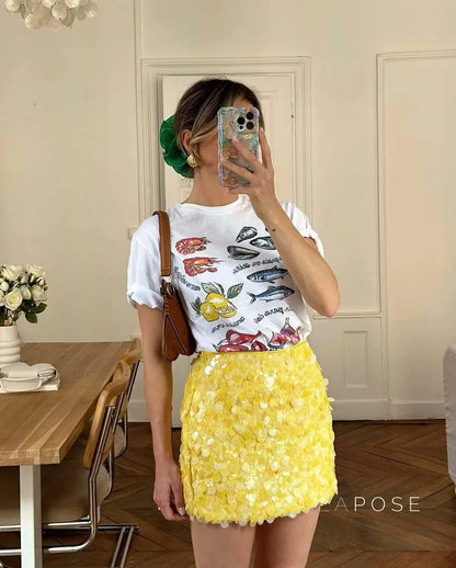 Kathia Sequin Mini Skirt