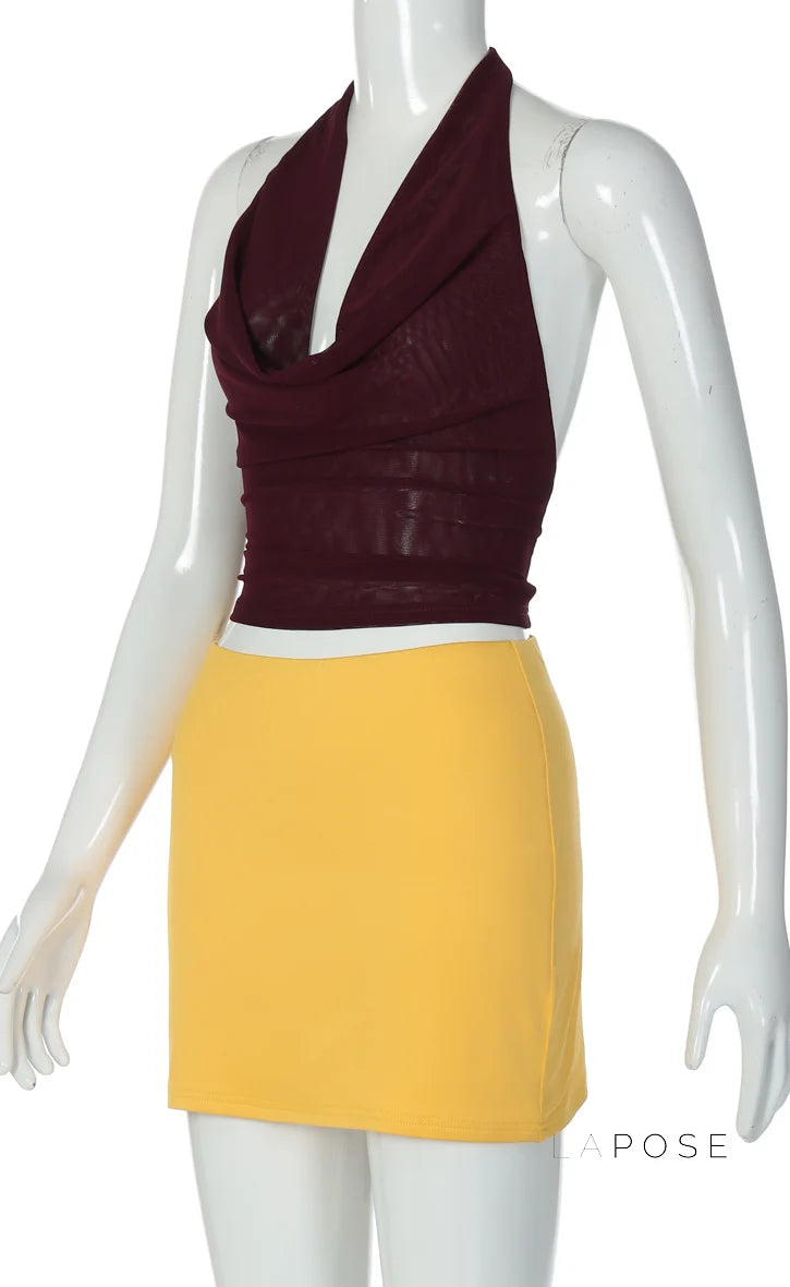 Kensi Halter Open Back Skirt Set