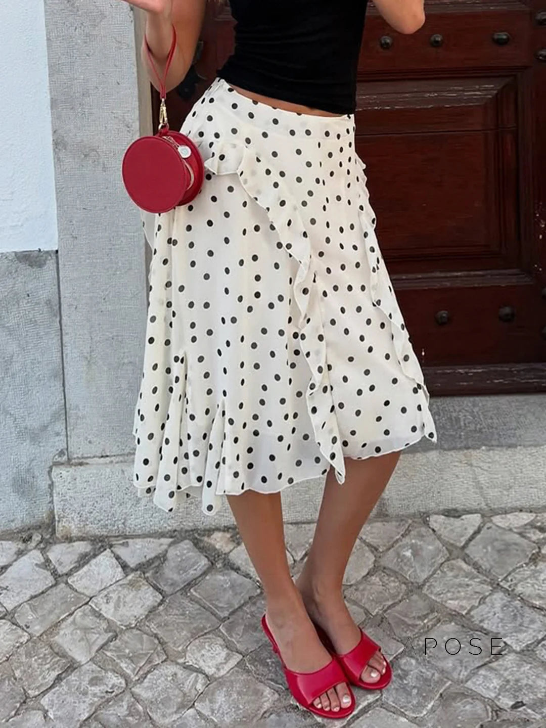 Kenzley Ruffled Patchwork Asymmetric Skirt