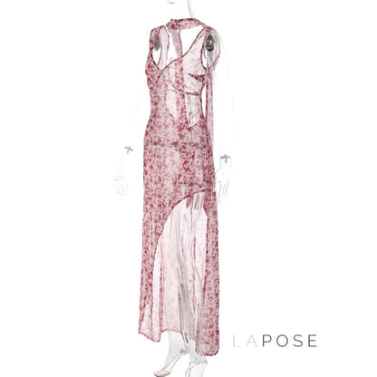 Khalia See-Through Floral Maxi Dress