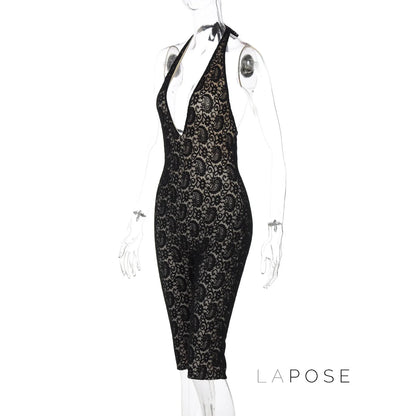 Khaliah Lace Halter Jumpsuit