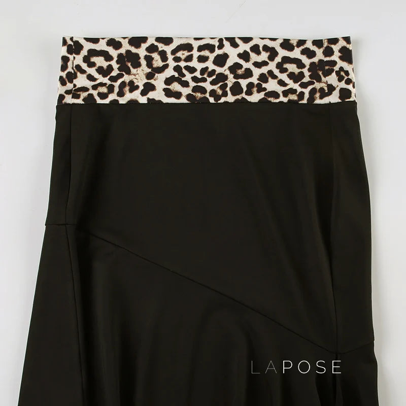 Khelani Leopard Asymmetric Skirt Set