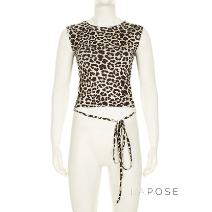 Khelani Leopard Asymmetric Skirt Set
