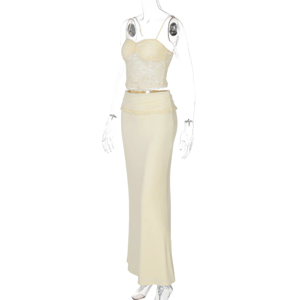Lace Trim Camisole & Fishtail Skirt Set