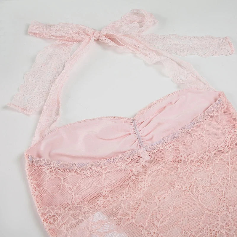 Lace Trim Halter Camisole Top