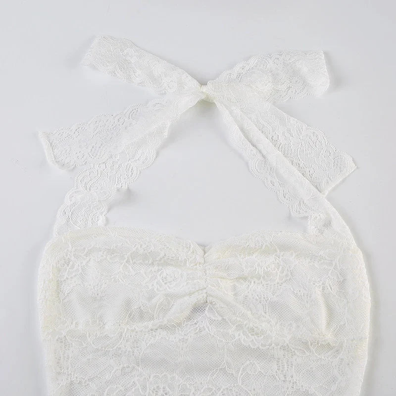 Lace Trim Halter Camisole Top