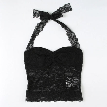 Lace Trim Halter Camisole Top