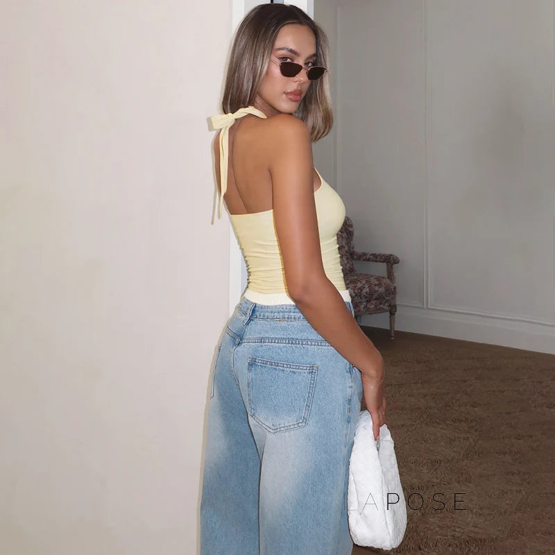 Lahna Halter Backless Crop Top