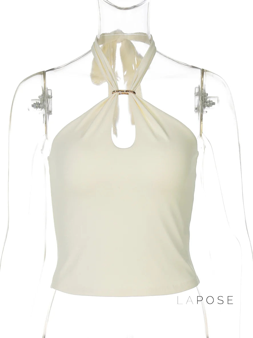 Lahna Halter Backless Crop Top