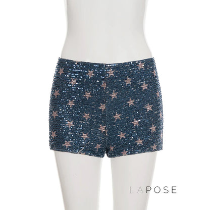 Laikynn Blue Sequin Shorts