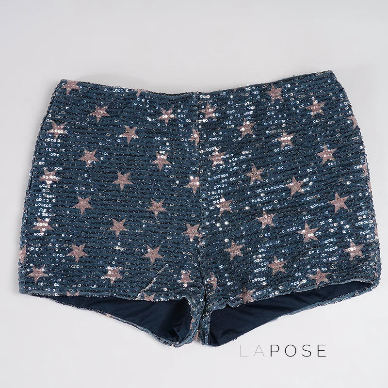 Laikynn Blue Sequin Shorts