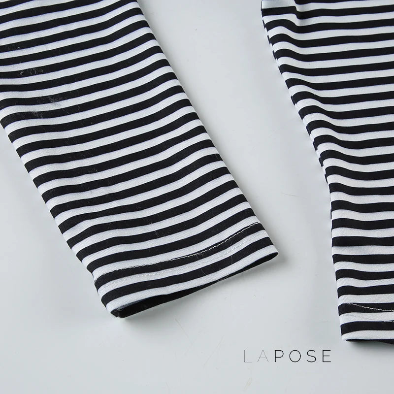 Lauren Striped Long Sleeve Crop Top