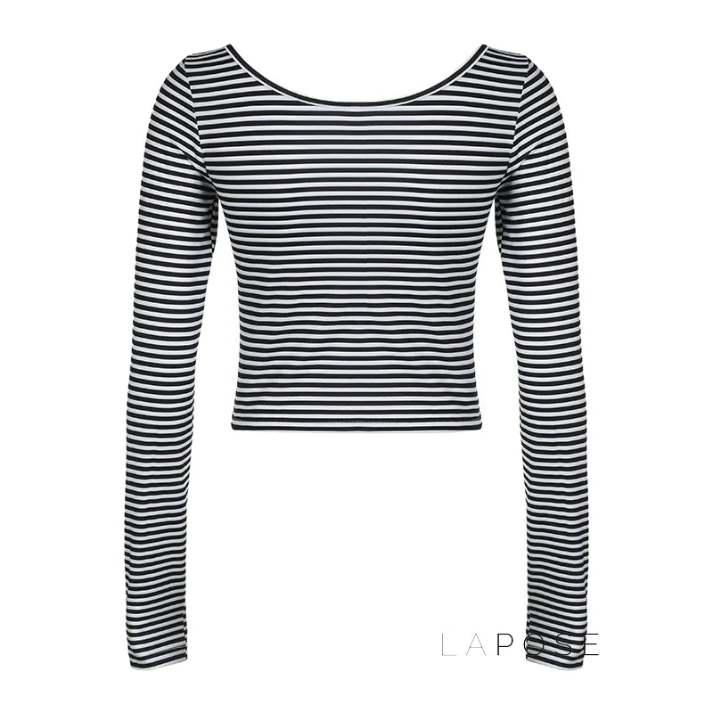Lauren Striped Long Sleeve Crop Top