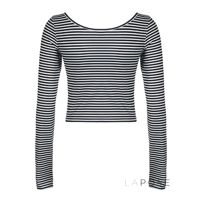 Lauren Striped Long Sleeve Crop Top