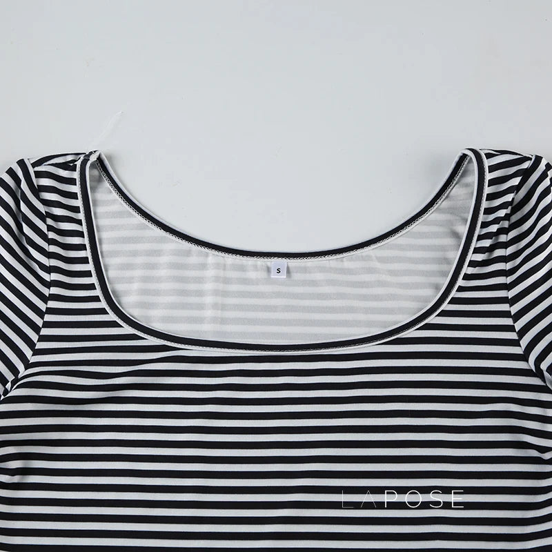 Lauren Striped Long Sleeve Crop Top