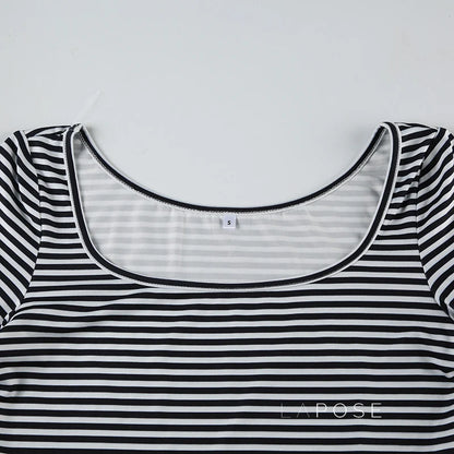 Lauren Striped Long Sleeve Crop Top