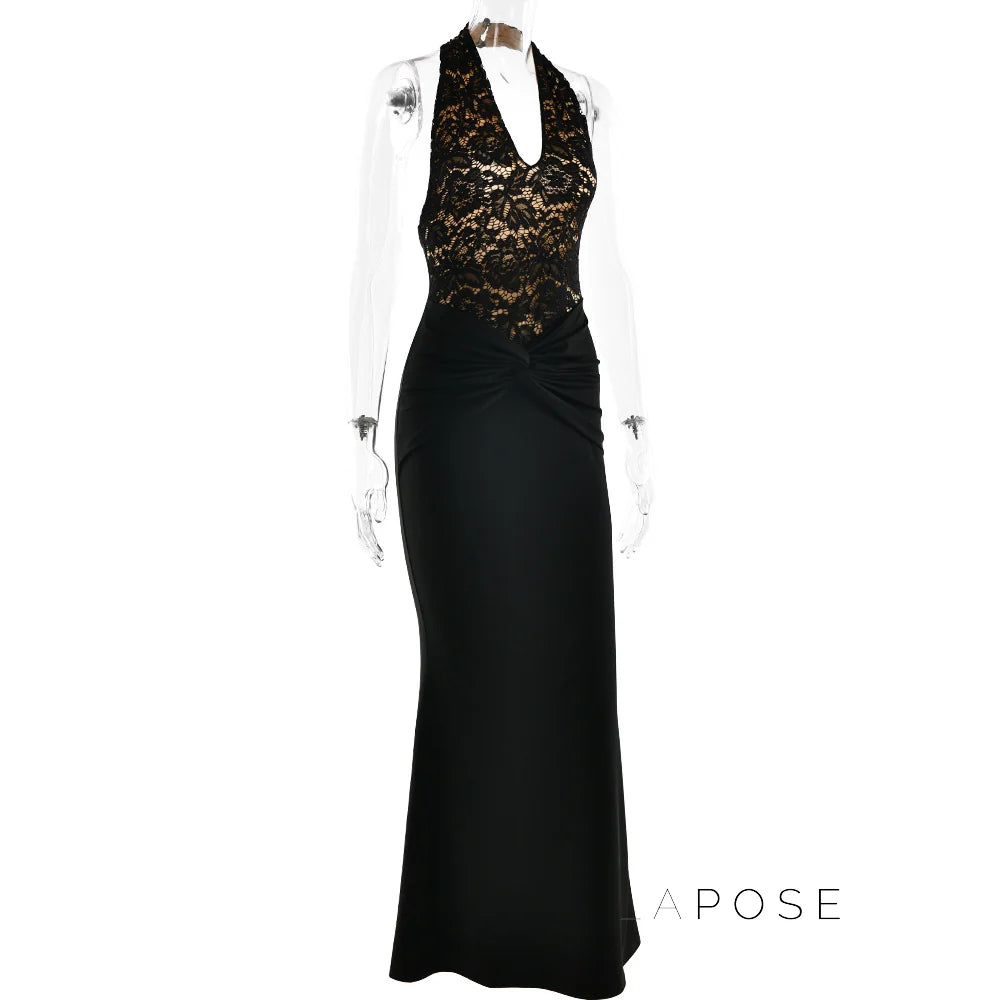 Leyla Ruched Halter Midi Dress