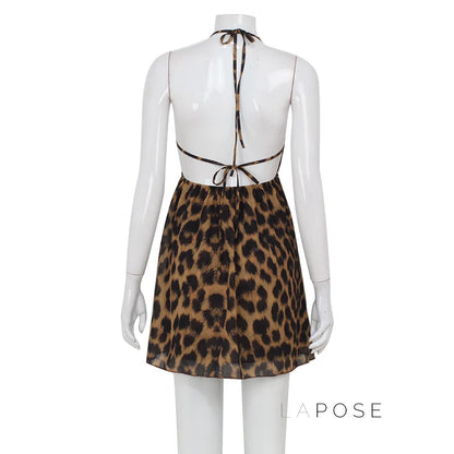 Lucy Halter Leopard Mini Dress
