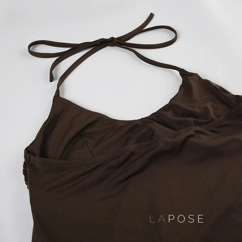 Lumen Metallic Halter Top