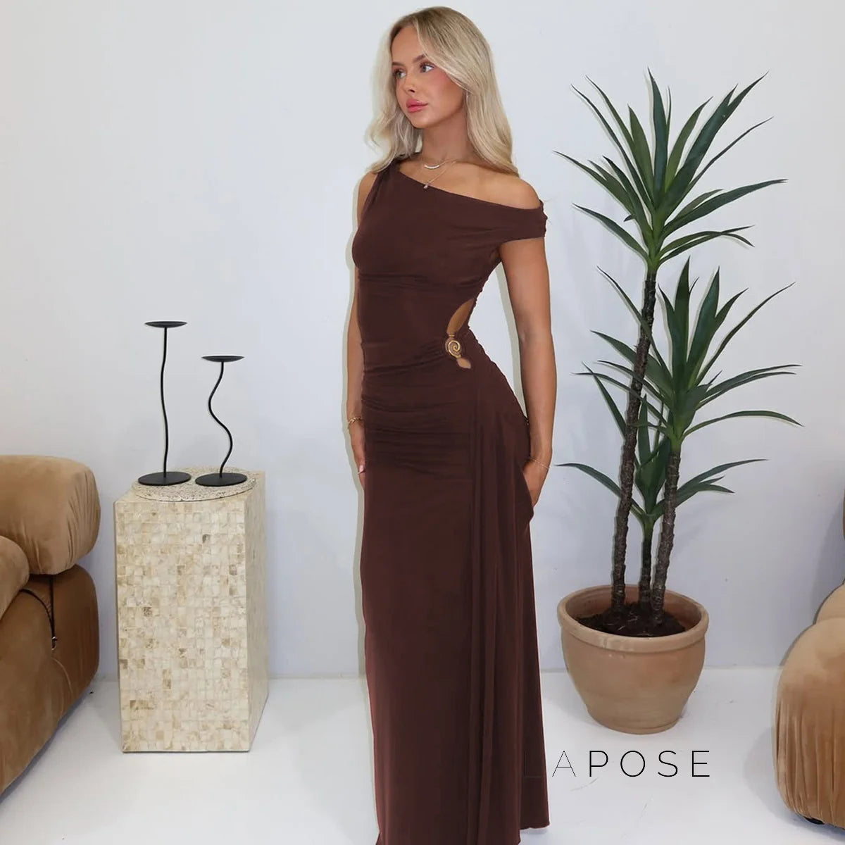 Maahi One-Shoulder Slit Maxi Dress