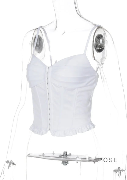 Mahina Strappy Button-Front Crop Top