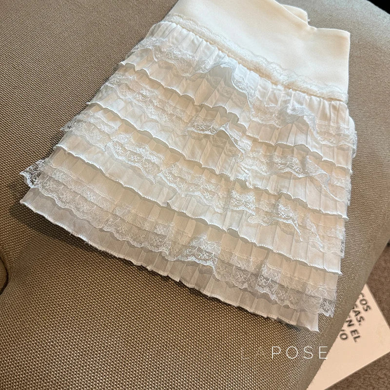 Maliah Tiered Lace Mini Skirt