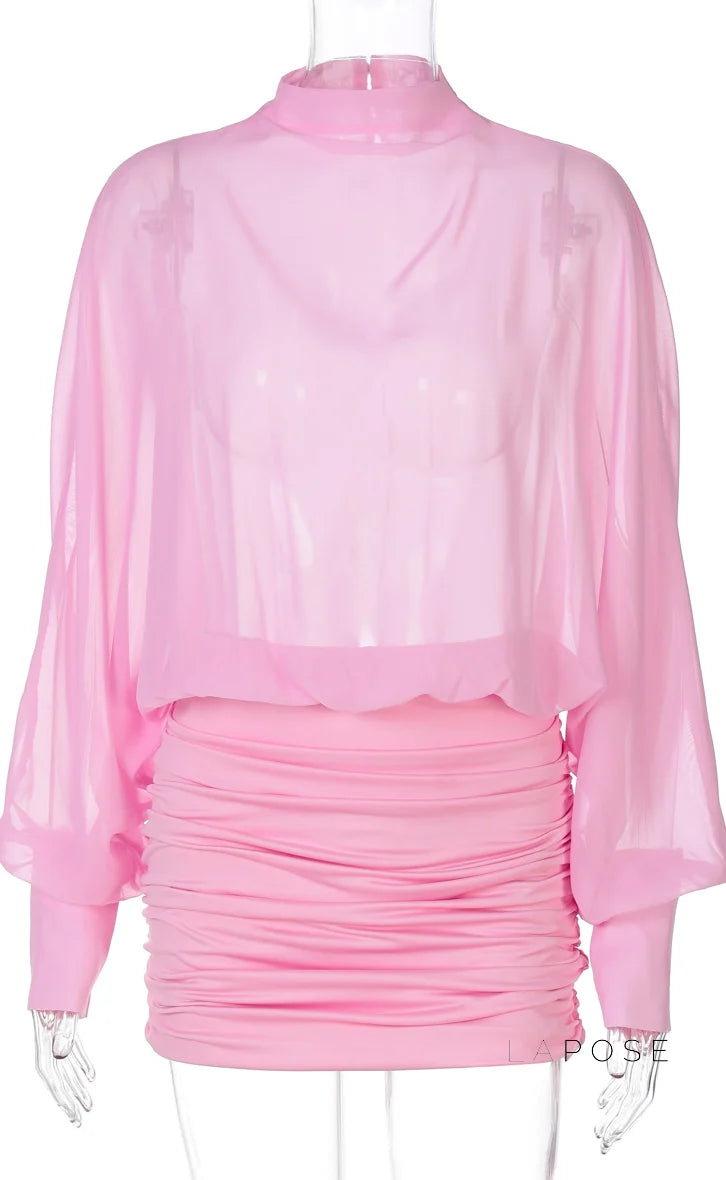 Margot Mesh Ruched Mini Dress