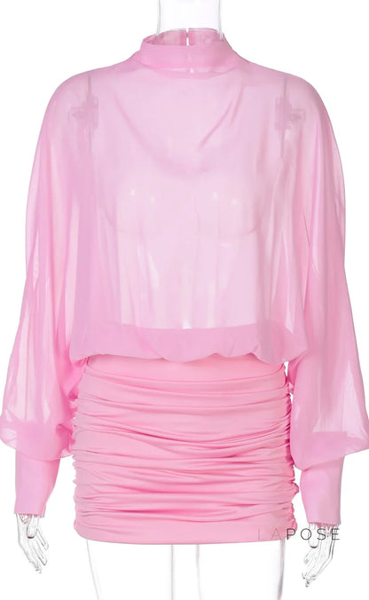 Margot Mesh Ruched Mini Dress
