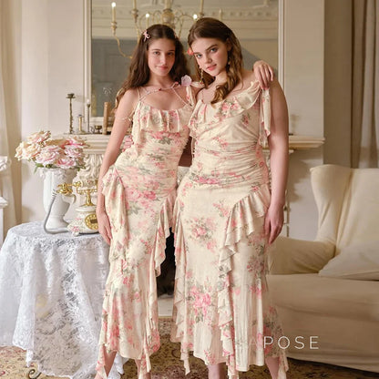 Maybree Mesh Ruffle Maxi Dress