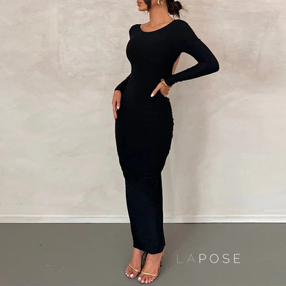 Mireille Backless Ruched Long Dress