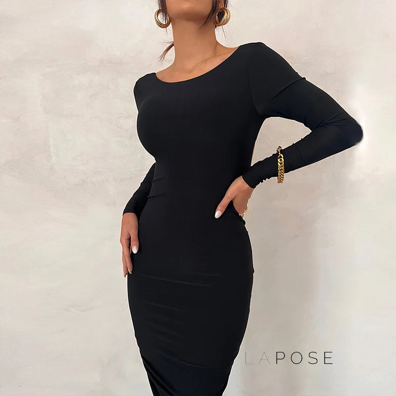 Mireille Backless Ruched Long Dress
