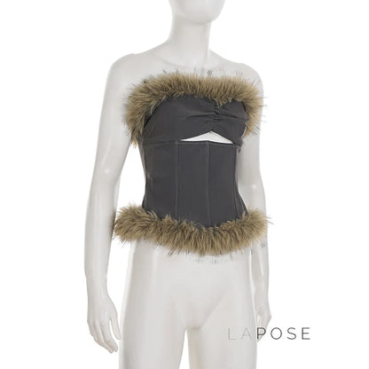 Montserrat Faux Fur Halter Top