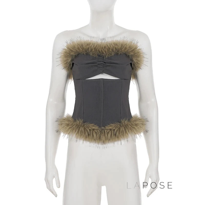 Montserrat Faux Fur Halter Top