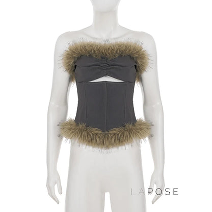 Montserrat Faux Fur Halter Top
