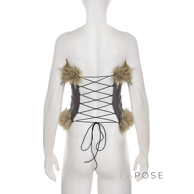 Montserrat Faux Fur Halter Top
