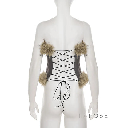 Montserrat Faux Fur Halter Top