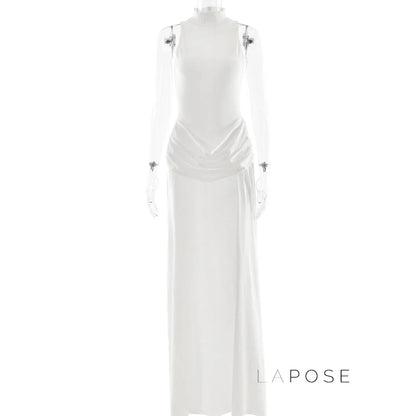 Nikole Mock Neck Ruched Maxi Dress