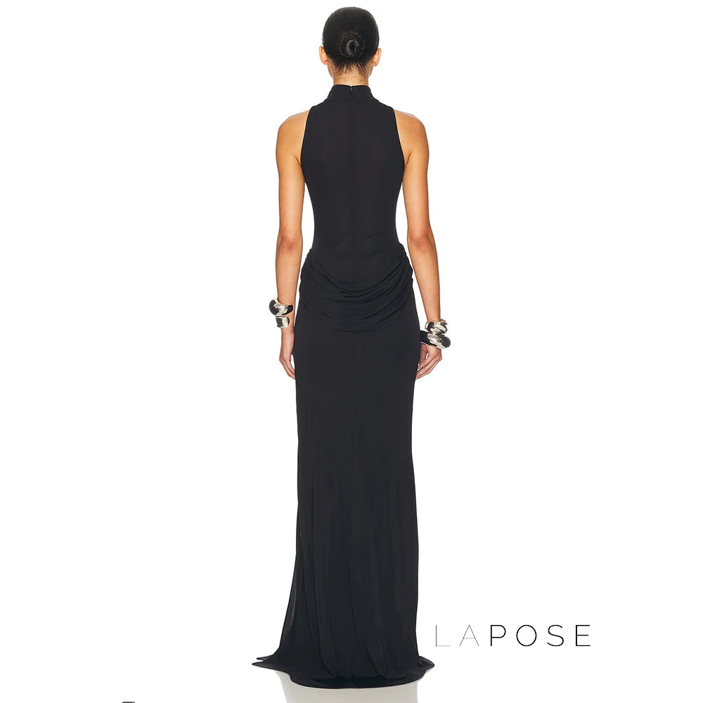 Nikole Mock Neck Ruched Maxi Dress