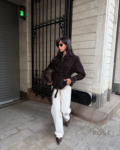 Novella Suede Belted Jacket