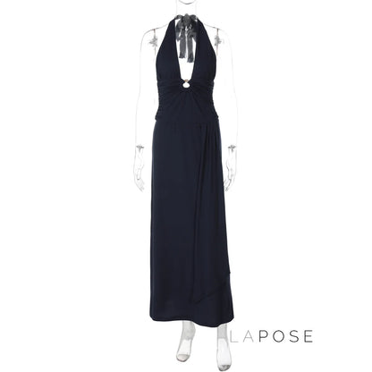 Raelee Halter Ruched Maxi Dress