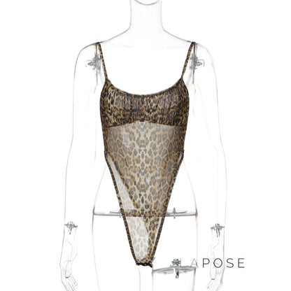 Raina Leopard Mesh Flared Set